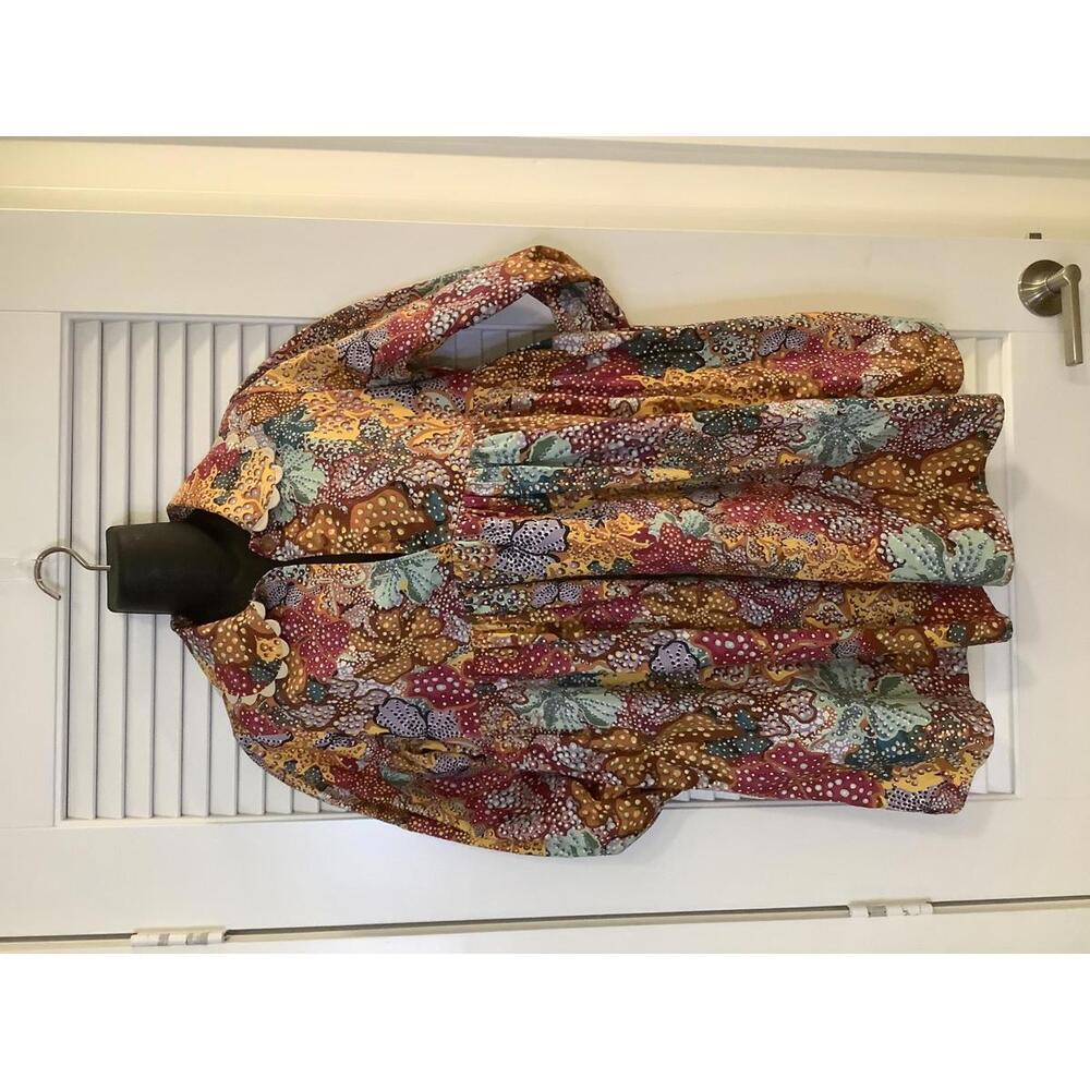 Kika Vargas for Target Fall Autumn Floral Babydoll Dress Burgundy Gold XS